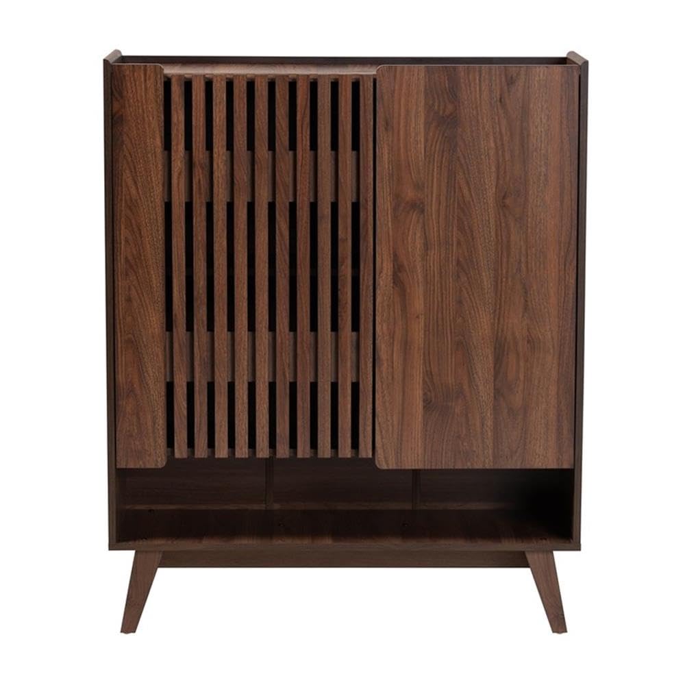 Baxton Studio Paricia Mid-Century Modern Walnut Brown Finished Wood Shoe Cabinet