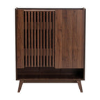 Baxton Studio Paricia Mid-Century Modern Walnut Brown Finished Wood Shoe Cabinet