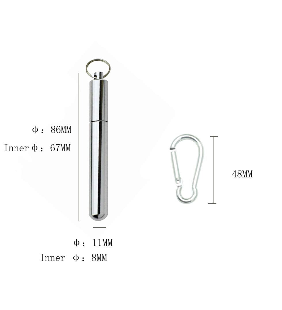 Fayala 4 Packs 2 Size Aluminum Waterproof Pocket Toothpick - Keychain Metal Container With Hook