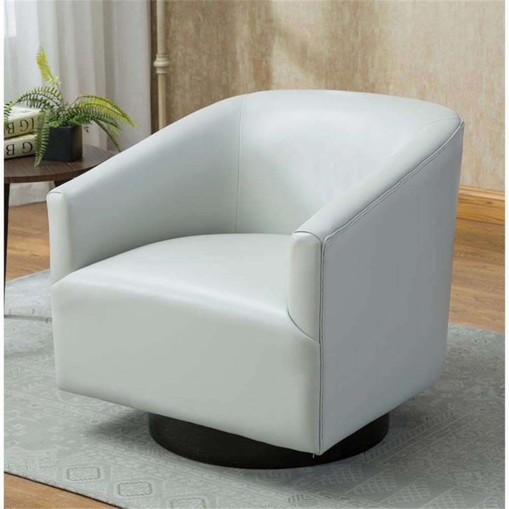 Comfort Pointe Gaven Dove Gray Faux Leather Wood Base Swivel Accent Chair