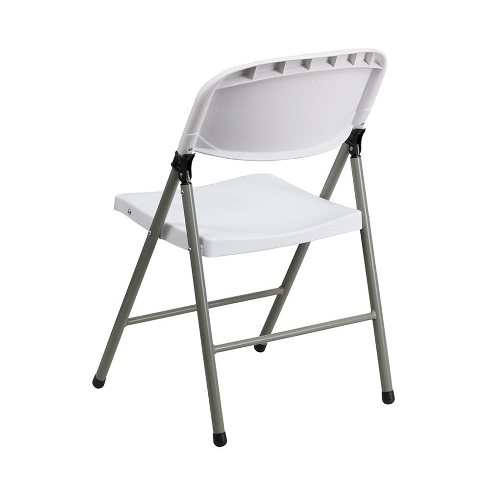 Flash Furniture Hercules Series 330 Lb. Capacity White Plastic Folding Chair With Gray Frame