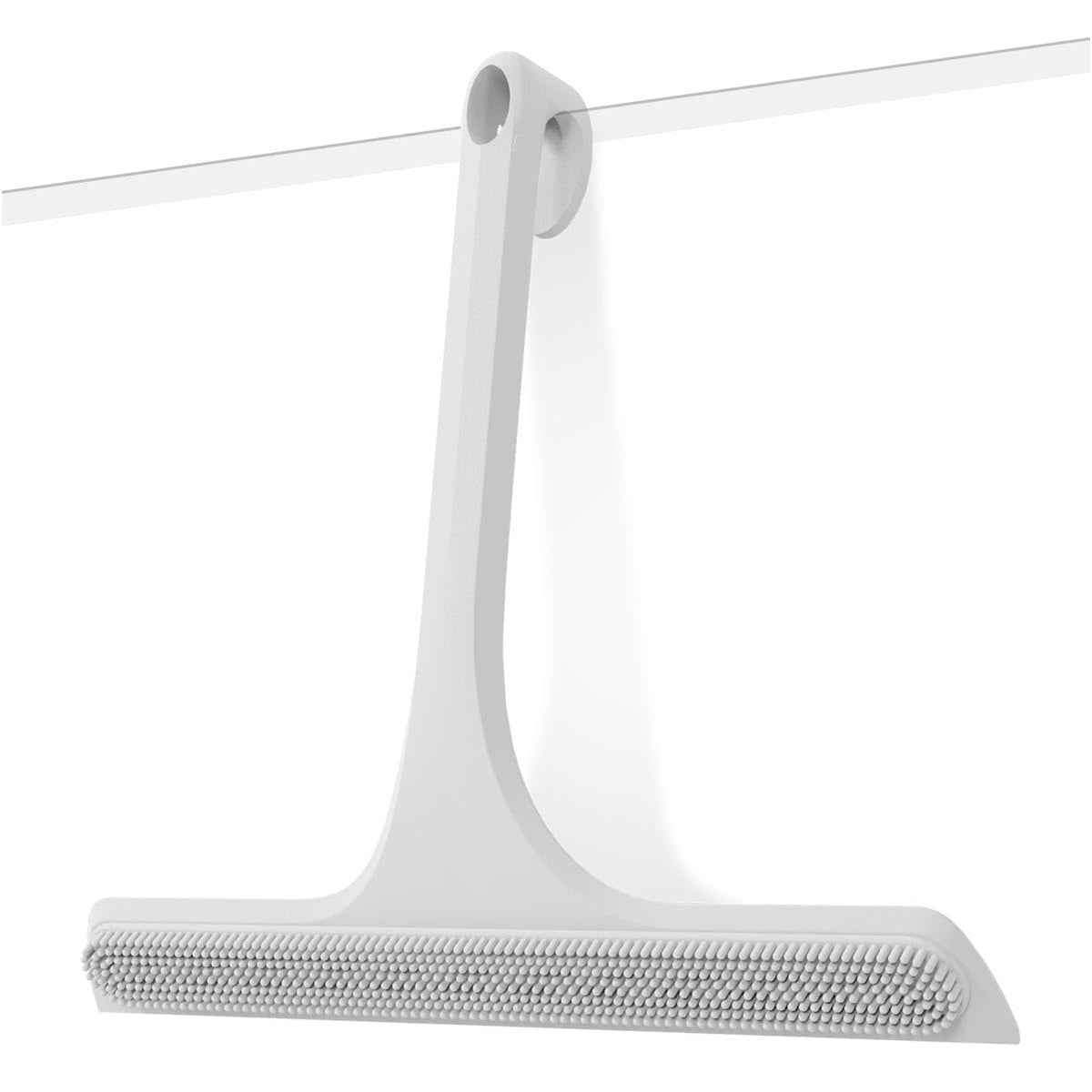 2in1 Silicone Shower Squeegee with Hook,DualSided Design with Scraper & Scrub Surface,StreakFree Bathroom Squeegee for Glass