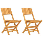vidaXL Folding Patio Chairs in Solid Teak Wood - 2-Piece Outdoor Lounge Seating Set with Backrest Support for Garden, Deck, and Patio - 18.5"x24"x35.4"