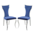 simple relax Set of 2 Side Chair Gold Finish, Blue and Silver