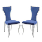 simple relax Set of 2 Side Chair Gold Finish, Blue and Silver