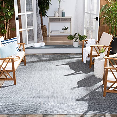 Safavieh Courtyard Collection 8' X 10' Grey/Navy Cy8022 Indoor/ Outside Waterproof Easy Cleansingpatio Backyard Mudroom Area Mat
