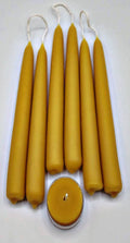 3 Pairs, 9 x7/8 INCH (6 Candles) - Beeswax Early American Style Hand Dipped Taper Candles - Sold in Pairs - with one Complementa
