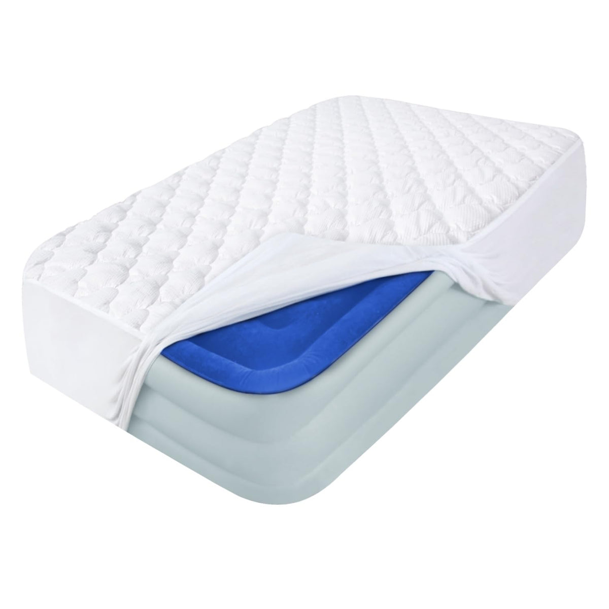 Twin Air Mattress Pad Sheets Cover, Air Mattress Topper Protector Plush Quilted, Soft Breathable And Noiseless Down Alternative