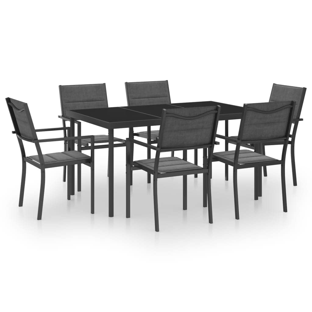 vidaXL Patio Dining Set 7 Piece Outdoor Garden Terrace Yard Patio Table and Chair Seating Seat Sitting Chair Dining Set Furniture Steel