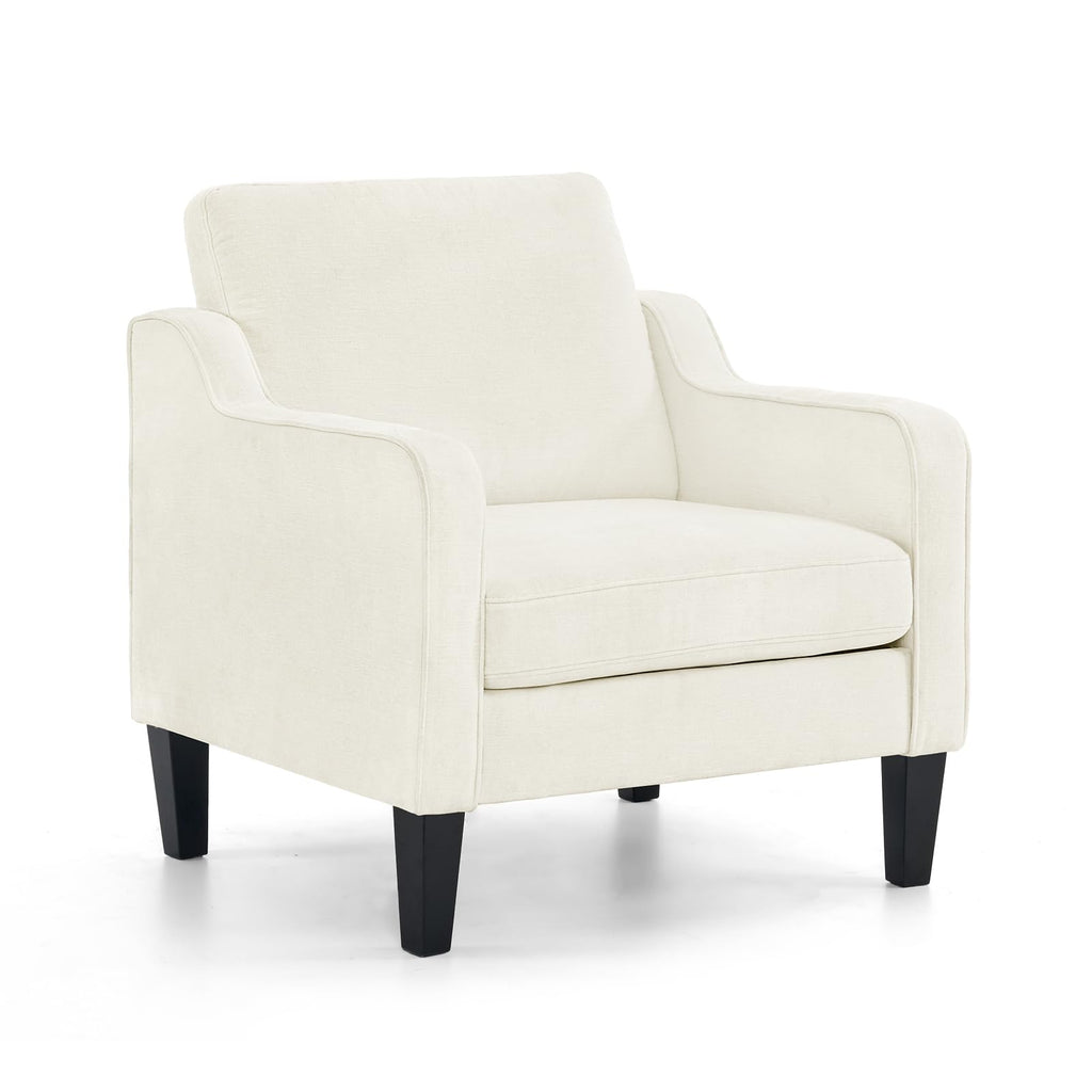 Vingli Accent Chairs For Living Room Chairs Reading Chair Mid Century Modern Chair Soft Chenille Sofa Chair Upholstered Arm Chair Comfy Chair Side Chair (Creamy White Chenille)
