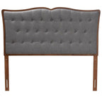Baxton Studio Georgia Classic and Traditional Grey Fabric and Walnut Brown Finished Wood Queen Size Headboard