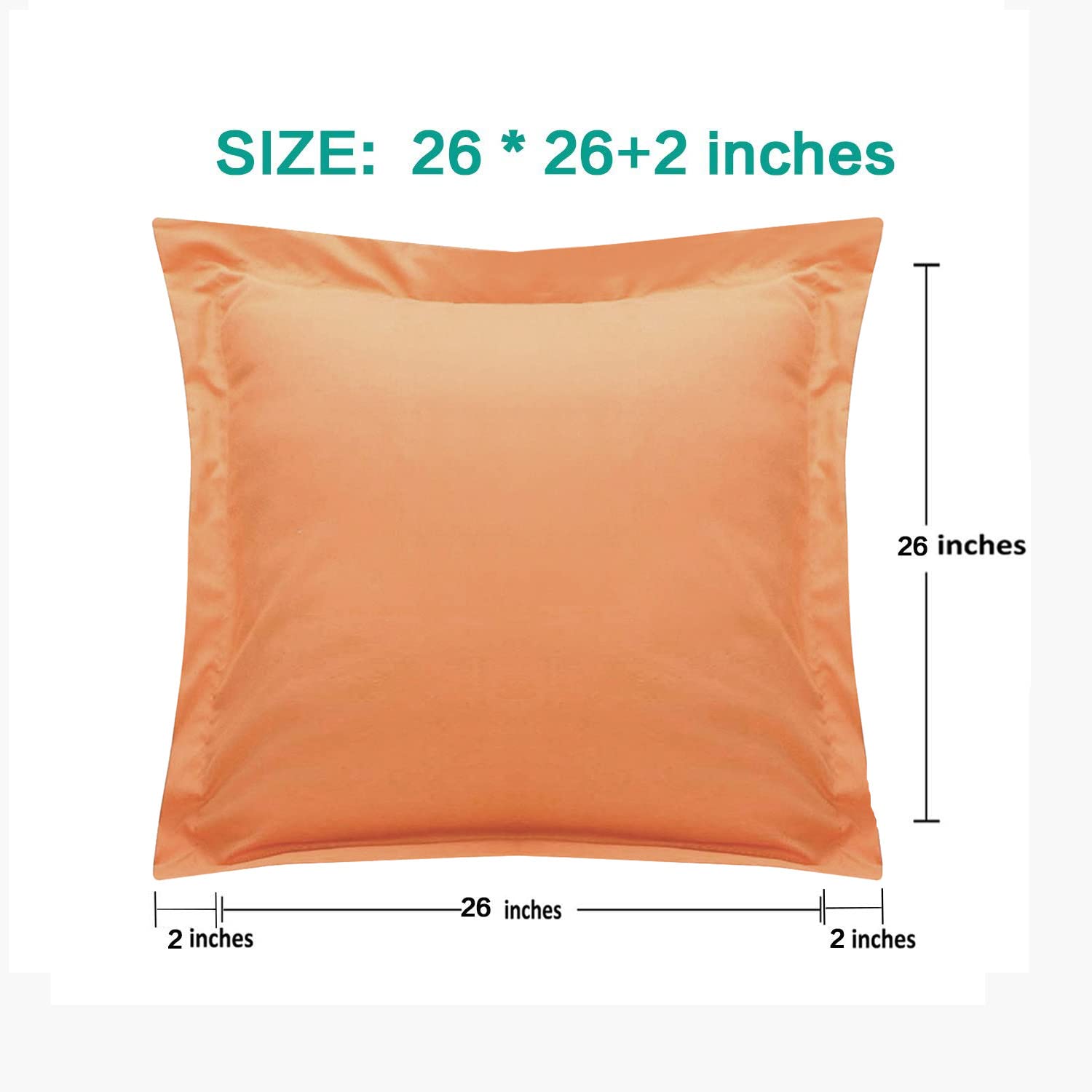Ntbay 100% Brushed Microfiber 26X26 Euro Pillow Shams Set Of 2, Super Soft And Cozy European Throw Pillow Covers, Wrinkle, Fade, Stain Resistant Square Pillow Cases, Pale Orange