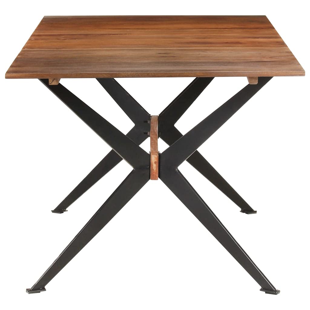 vidaXL Rectangular Dining Table - Industrial Style, Crafted from Solid Mango Wood with a Satin Finish, Durable, and Versatile Design - Size: 70.9&quot;x 35.4&quot;x 29.9&quot;, Brown Dark