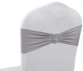 Mds Pack Of 50 Spandex Chair Sashes Bow Sash Elastic Chair Bands Ties With Buckle For Wedding And Events Decoration Spandex Slider Sashes Bow - Silver Gray