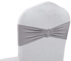 Mds Pack Of 50 Spandex Chair Sashes Bow Sash Elastic Chair Bands Ties With Buckle For Wedding And Events Decoration Spandex Slider Sashes Bow - Silver Gray