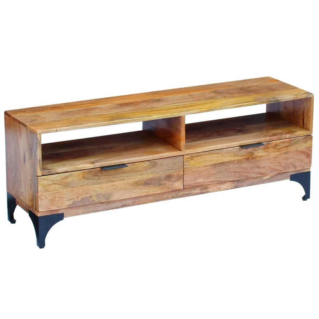 vidaXL TV Stand/Sideboard/Table - Scandinavian and Farmhouse Style, Handmade Wooden TV Cabinet with Drawers and Compartments, Brown; 47.2"x13.8"x17.7"