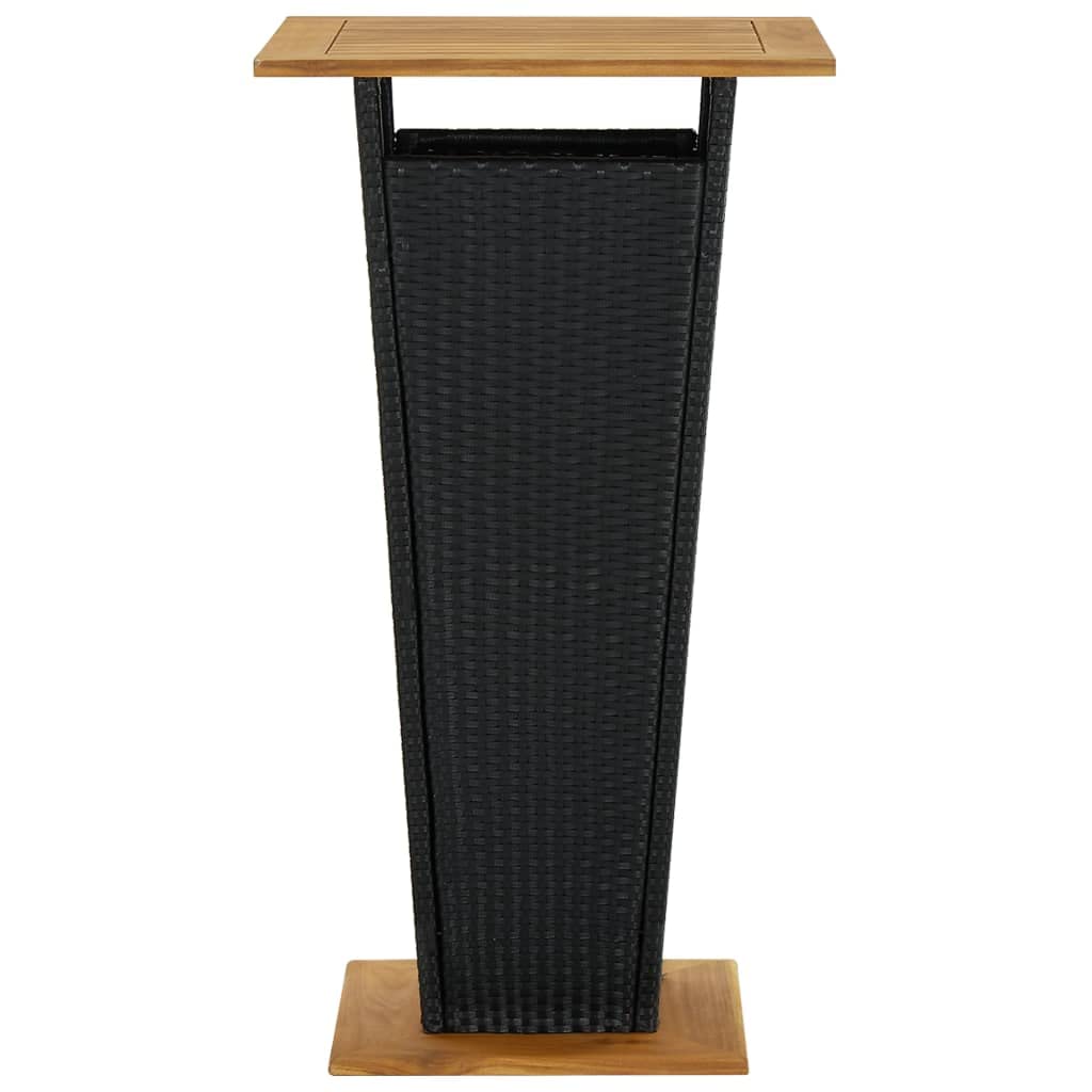 vidaXL Modern Outdoor Patio Bar Table, Weather-Resistant PE Rattan and Durable Solid Acacia Wood, Square Design, Black 23.6"x23.6"x43.3"