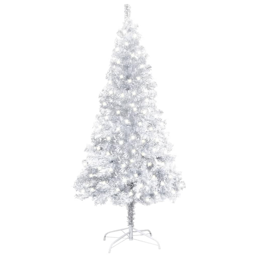 Vidaxl Artificial Christmas Tree With Leds&Stand Christmas Tree Christmas Decoration Xmas Tree Holiday Ornament Party Decor Silver Pet