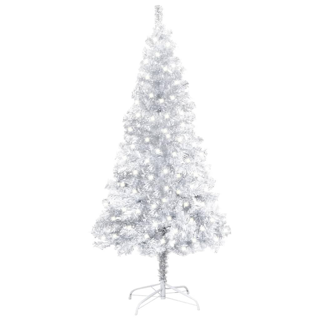 Vidaxl Artificial Christmas Tree With Leds&Stand Christmas Tree Christmas Decoration Xmas Tree Holiday Ornament Party Decor Silver Pet