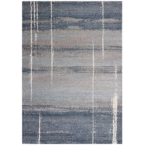 HomeRoots Polypropylene 3'x5' Blue Machine Woven Ombre Indoor Area Rug