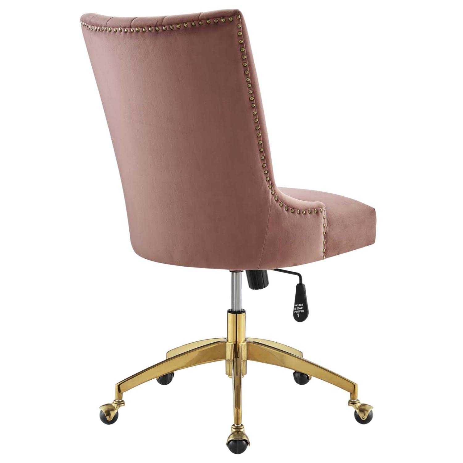 Modway Empower Channel Tufted Performance Velvet Office Chair, Gold Dusty Rose