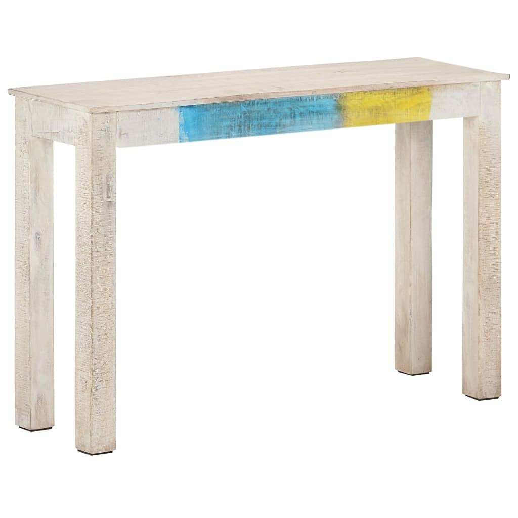 vidaXL White Console Table - Rustic, Rough Mango Wood - Scandinavian Style, Rectangular Shape - Ideal for Hallway or Living Room Console Table - Assembly Required