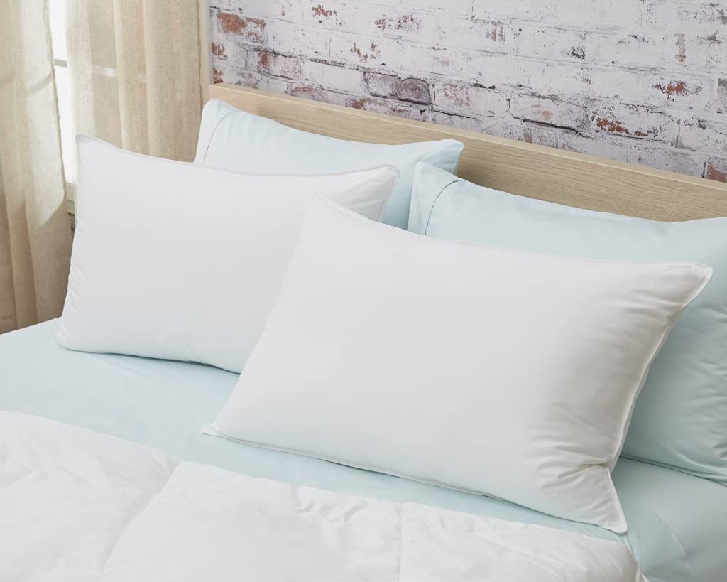 HomeRoots Set of 2 Lux Sateen Down Alternative Queen Size Medium Pillows