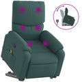 vidaXL Power Lift Armchair - Recliner with Vibration Massage, Manual Recline, Foam Padding, Side Pocket, Sturdy Frame - Dark Gre