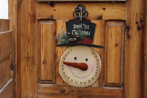 E-View Hanging Snowman Christmas Advent Calendar Countdown, Metal Xmas Ornament For Door Wall, Indoor Outdoor Holiday Decor Days
