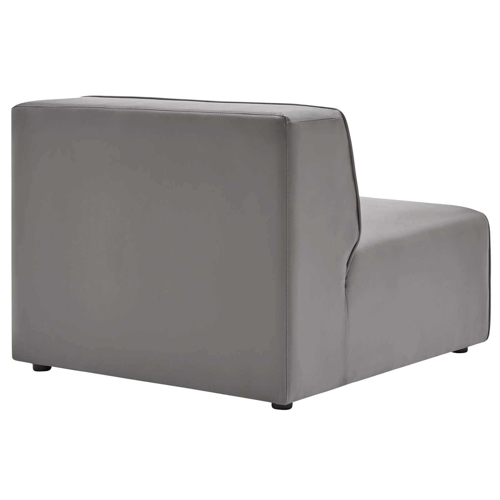 Modway Mingle Vegan Leather Sectional Sofa Armless Chair in Gray