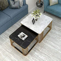 RIZIK STORE Iron Frame Handmade Square 20X20 Coffee/Nesting/Side/Center Table With Marble Mdf White Top For Living Room/Drawing 