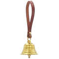 Brass Hanging Bell for Door Knob Decoration, Gold Home Garden Christmas Decor Shopkeepers Bell on Leather Rope Xmas DIY