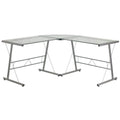 Flash Furniture Ginny L-Shaped Desk 83.5" Computer Corner Desk, Gaming Corner Desk, Home Office Corner Desk, Gaming Desk, Space Saving, Easy to Assemble, Clear