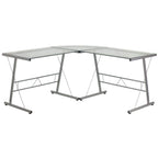 Flash Furniture Ginny L-Shaped Desk 83.5" Computer Corner Desk, Gaming Corner Desk, Home Office Corner Desk, Gaming Desk, Space Saving, Easy to Assemble, Clear
