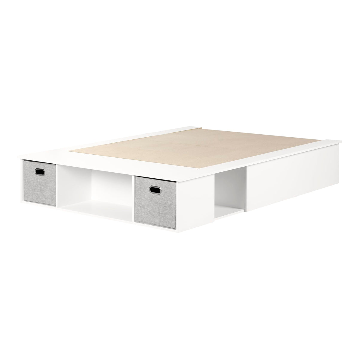 South Shore Vito Storage Bed With Baskets, Queen, Pure White
