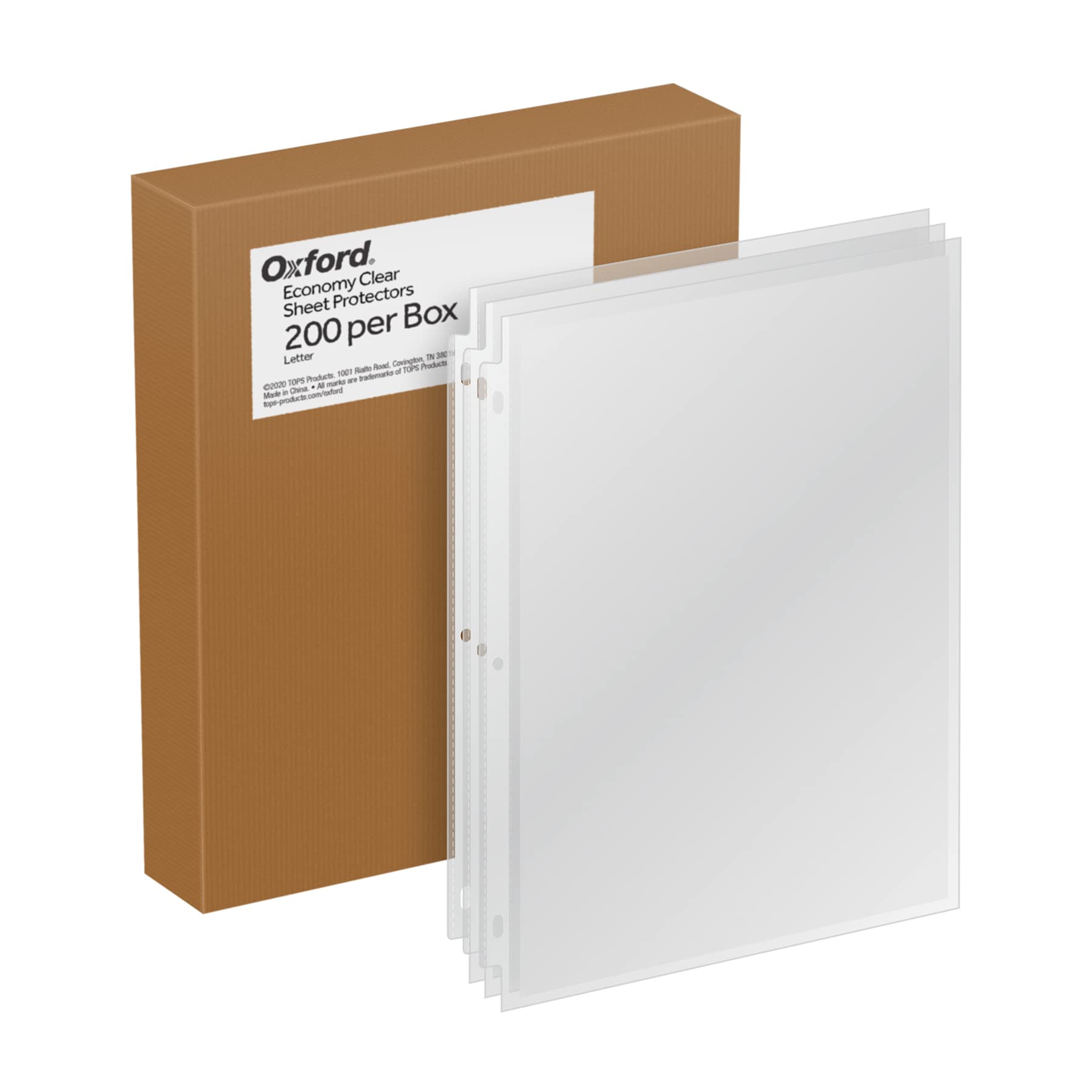 Oxford Sheet Protectors, Clear Finish, Page Protectors For 3 Ring Binder,Top Load, Letter Size Plastic Sleeves, Reinforced 3 Hol