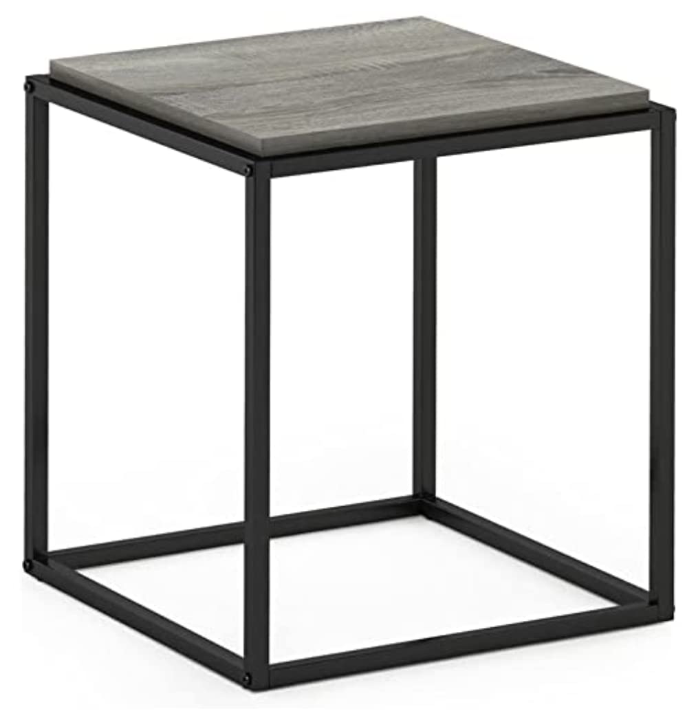 Furinno Moretti Cube Modern Stackable End Table Shelf, French Oak Grey