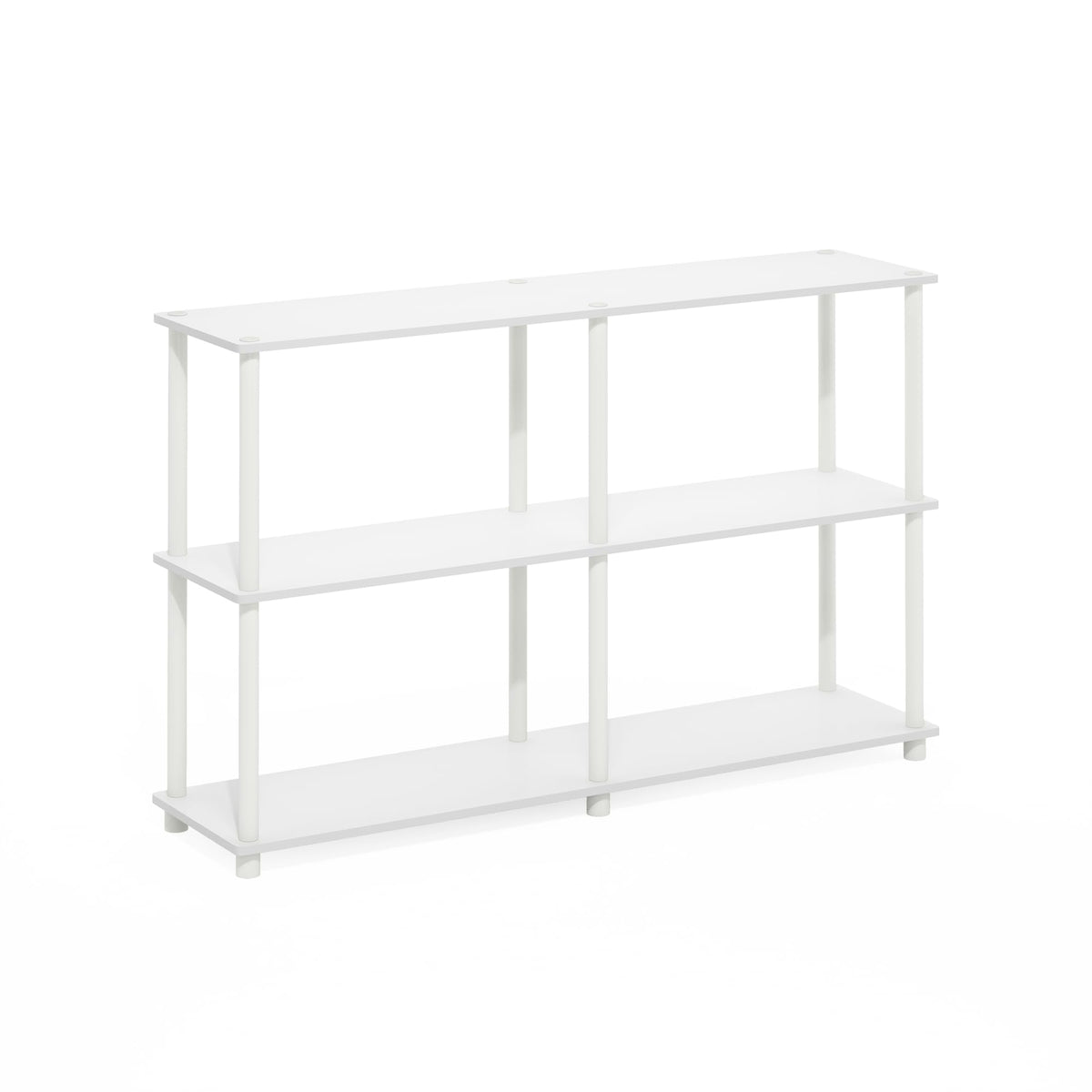 Furinno Turn-N-Tube 3-Tier Double Size Storage Display Rack, White/White