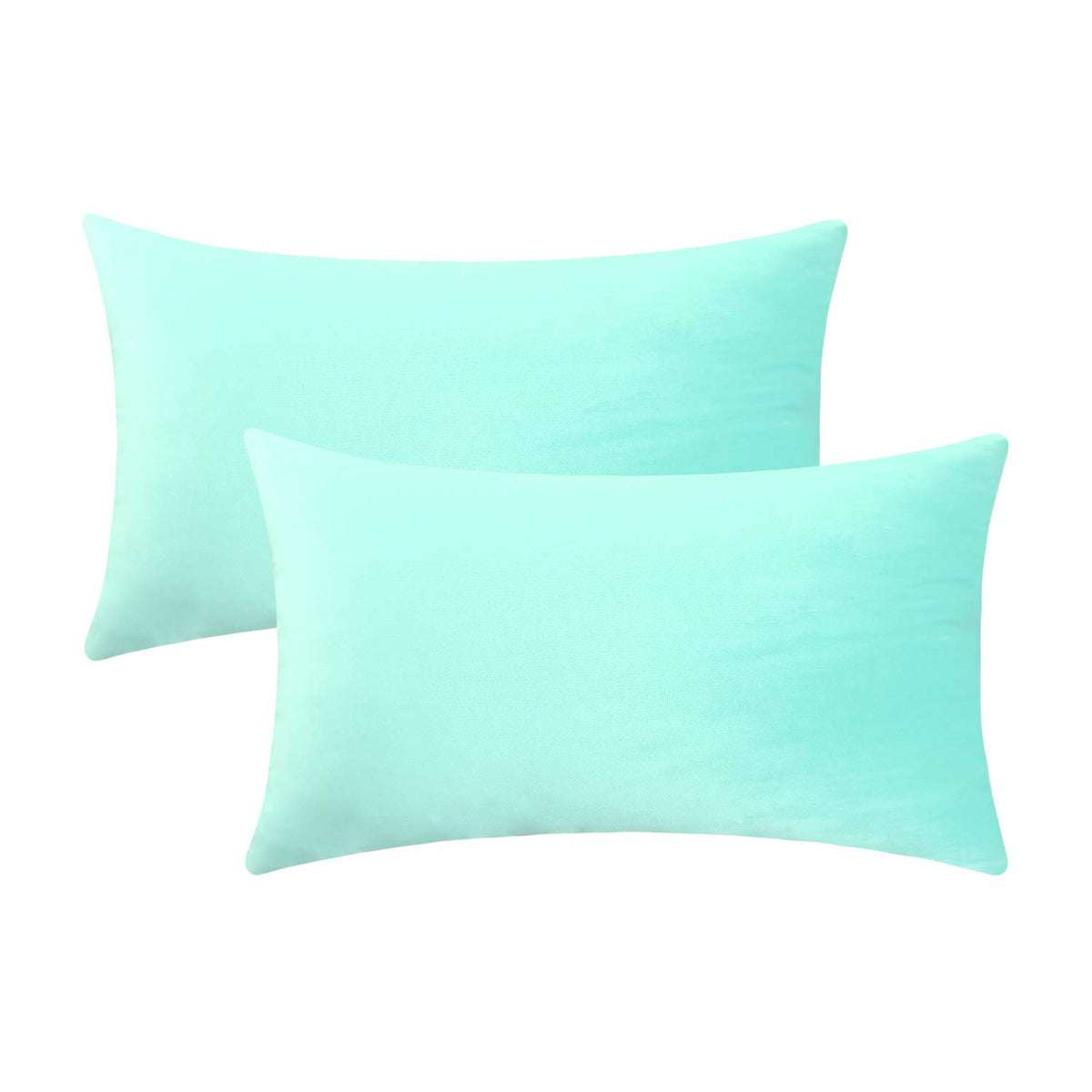 Jeneoo Comfy Soft Thick Velvet Throw Pillow Covers for Sofa Couch, Decorative Solid Square Cushion Cases for Bedroom Car (Mint G