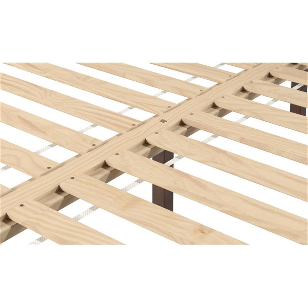 Steve Silve Co Nix King Platform Bed, Contemporary Transitional Styling, 28-Slat Dual-Zone System Support, No Box Spring Needed, Solid Pine Wood, 82.01" L x 78.46" W x 12.24" H, Brown