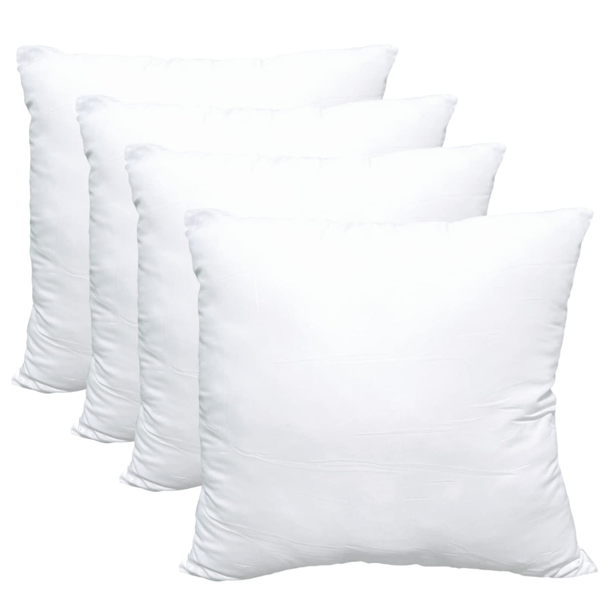 Obruosci Luxury Pillow Inserts, Pack Of 4, 18 X 18 Inches Hypoallergenic Ultra Soft White Polyester Microfiber Durable Couch Cus
