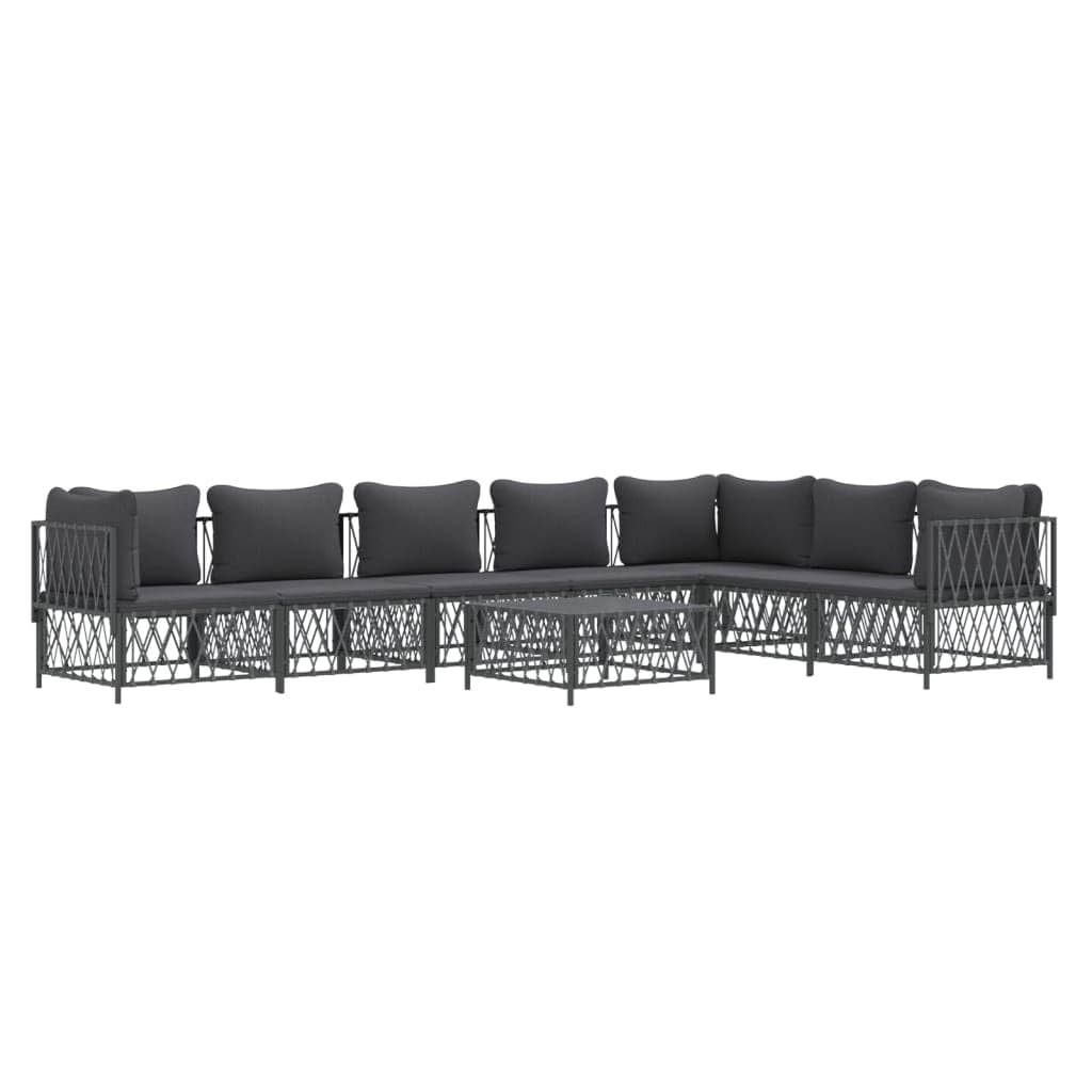 vidaXL Patio Furniture Set 8 Piece, Sectional Sofa with Cushions, Patio Lounge Set for Outdoor Garden Lawn Backyard, Anthracite 