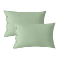 Jellymoni Pillowcases King Set Of 2 Cotton Button Pillow Covers 20  36In Light Green Bed Pillow Cases 100% Washed Cotton Soft Br