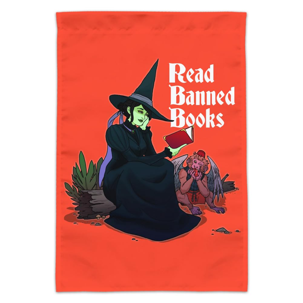 Read Banned Books Witch And Monkey Garden Yard Flag