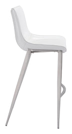Magnus Bar Chair (Set of 2) White & Silver