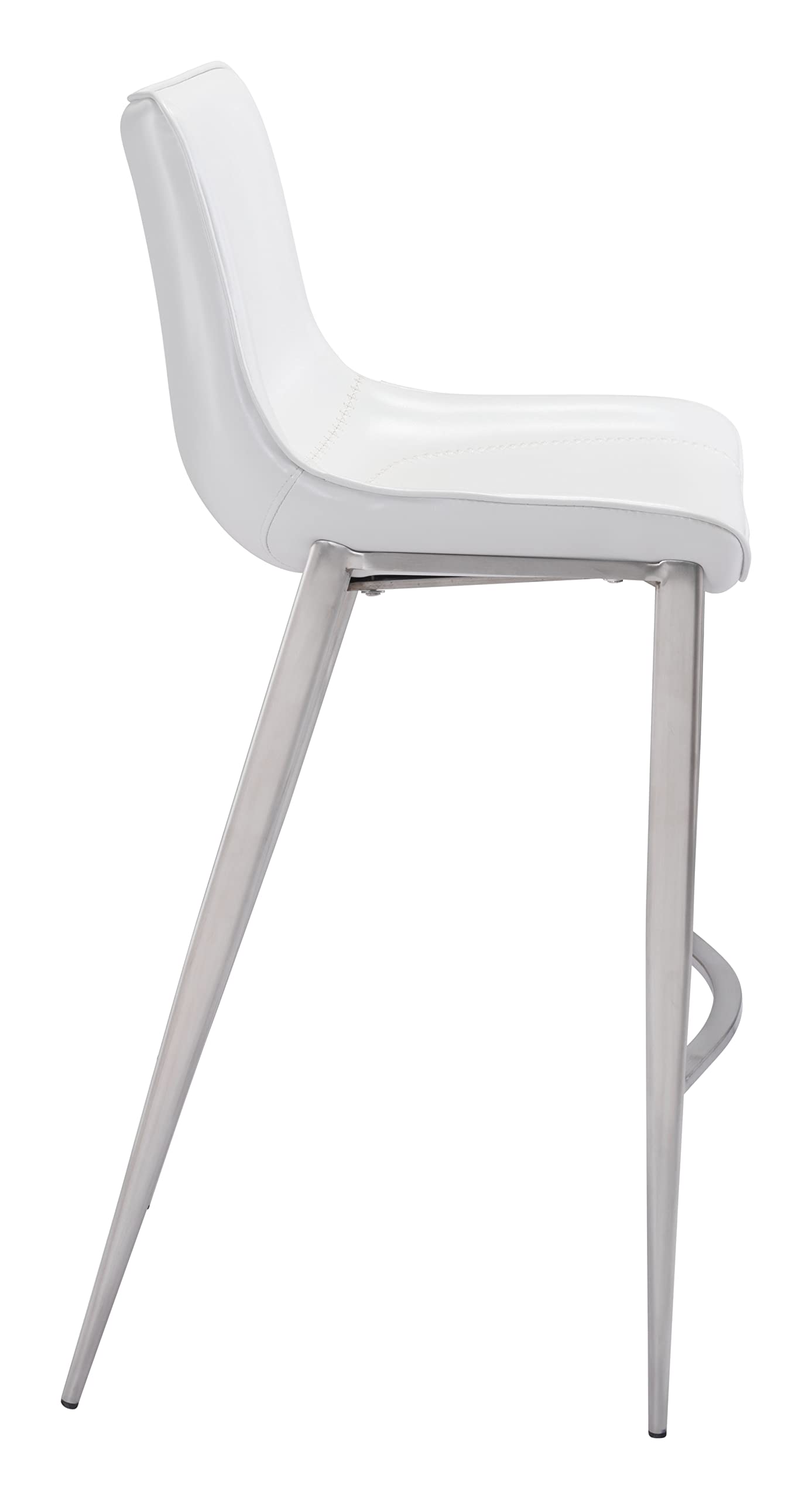 Magnus Bar Chair (Set of 2) White & Silver