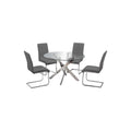 Best Master Furniture Mirage 5 Pcs Glass Top Modern Dining Set, Grey