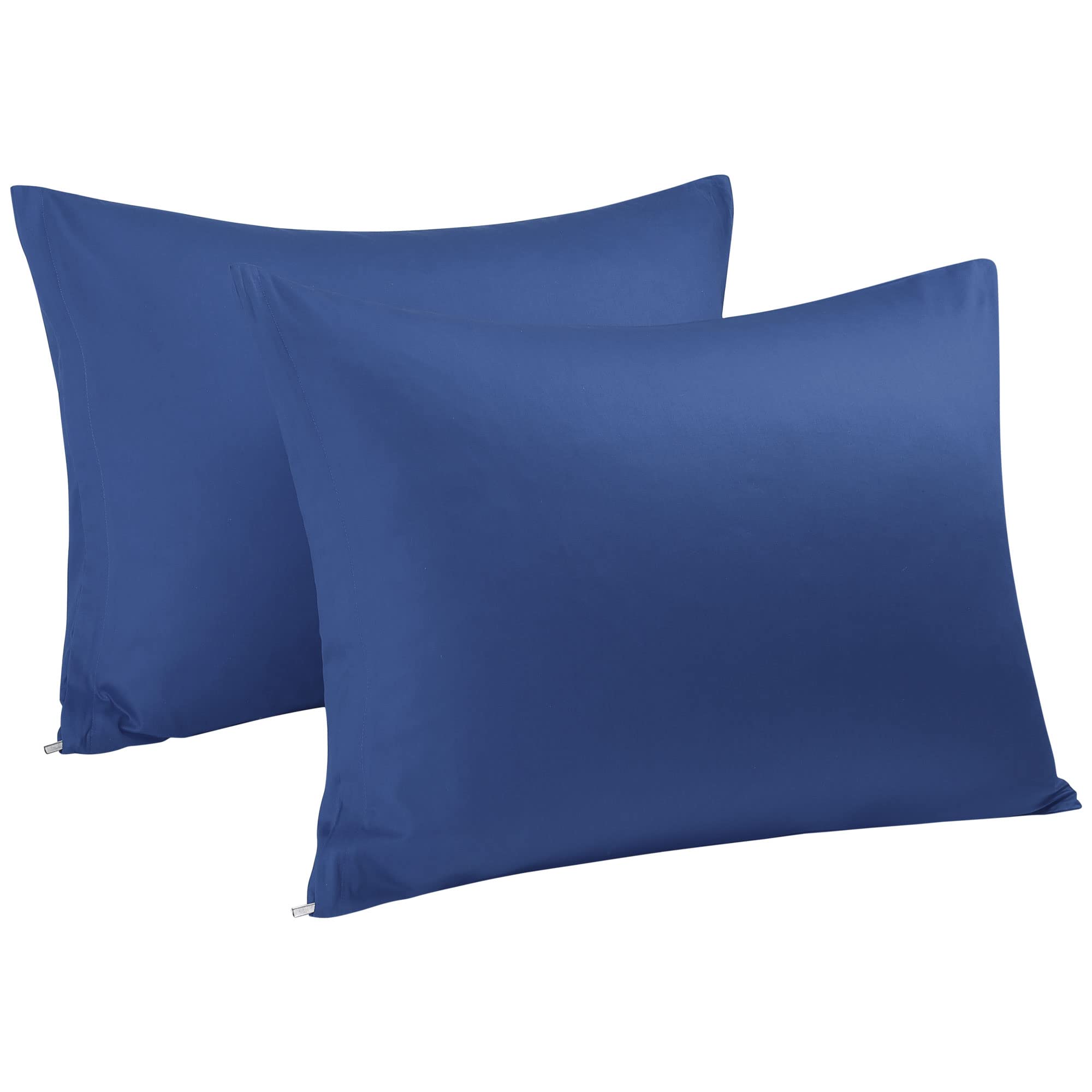 Uxcell Pillowcases Weave From 100% Egyptian Cotton, Breathable Soft Pillow Cases With Zipper Closure, 2 Pcs Navy Blue Pillow Cov