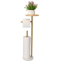 Standing Toilet Paper Holder Gold with 7.9 Big Tray, 2.2Lbs Heavier Marble Base, Freestanding Paper Holder Stand with Phone Shel