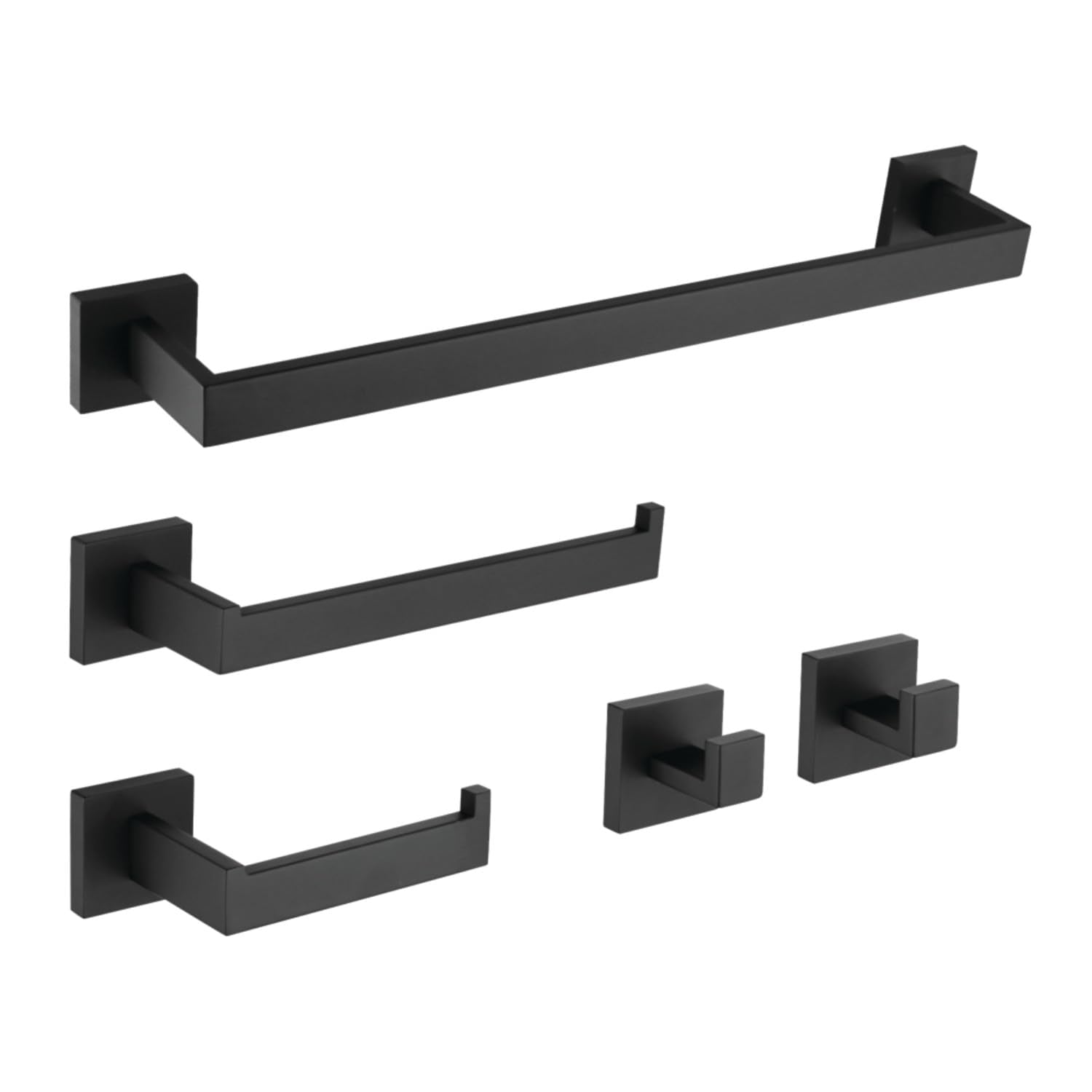 Kingston Brass BAHK6024778MB Lasdun 5-Piece Bathroom Accessory Set, Matte Black towel-bars, 20-3/16 (L) x 2-3/16 (W) x 3-3/1